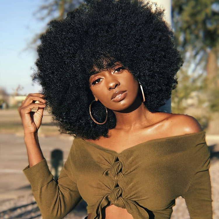 Short Curly Afro Wig 70s Bouncy Huge Fluffy Puff Wigs Synthetic For Cosplay And Daily - Lena & Miles Exquisite Boutique LLC.