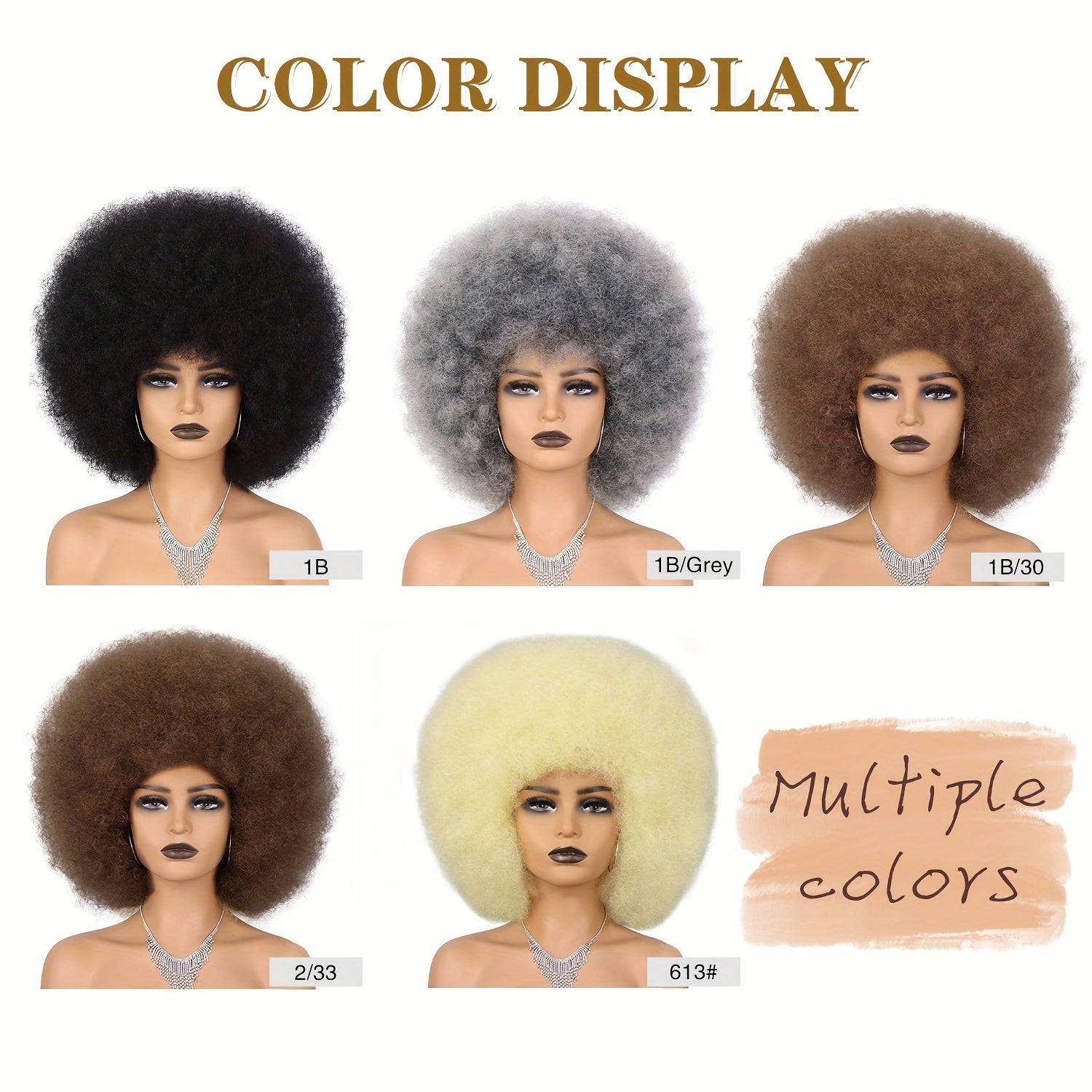 Short Curly Afro Wig 70s Bouncy Huge Fluffy Puff Wigs Synthetic For Cosplay And Daily - Lena & Miles Exquisite Boutique LLC.