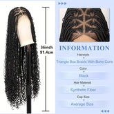 36 Bohemian Chic Box Braids Wig - Triangle Knotless & Curly - Synthetic Embroidered Double Lace Wigs for Women - Lena & Miles Exquisite Boutique LLC.