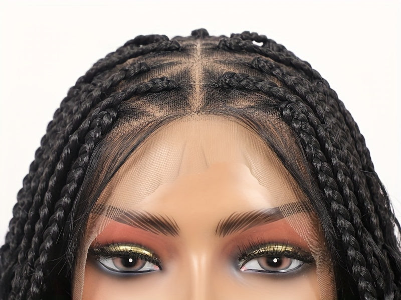 36 Bohemian Chic Box Braids Wig - Triangle Knotless & Curly - Synthetic Embroidered Double Lace Wigs for Women - Lena & Miles Exquisite Boutique LLC.