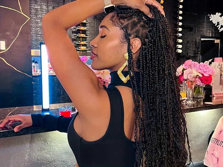 36 Bohemian Chic Box Braids Wig - Triangle Knotless & Curly - Synthetic Embroidered Double Lace Wigs for Women - Lena & Miles Exquisite Boutique LLC.