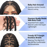 36 Bohemian Chic Box Braids Wig - Triangle Knotless & Curly - Synthetic Embroidered Double Lace Wigs for Women - Lena & Miles Exquisite Boutique LLC.
