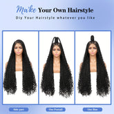 36 Bohemian Chic Box Braids Wig - Triangle Knotless & Curly - Synthetic Embroidered Double Lace Wigs for Women - Lena & Miles Exquisite Boutique LLC.