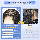 36 Bohemian Chic Box Braids Wig - Triangle Knotless & Curly - Synthetic Embroidered Double Lace Wigs for Women - Lena & Miles Exquisite Boutique LLC.