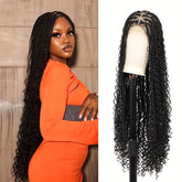 36 Bohemian Chic Box Braids Wig - Triangle Knotless & Curly - Synthetic Embroidered Double Lace Wigs for Women - Lena & Miles Exquisite Boutique LLC.