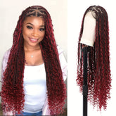 36 Bohemian Chic Box Braids Wig - Triangle Knotless & Curly - Synthetic Embroidered Double Lace Wigs for Women - Lena & Miles Exquisite Boutique LLC.