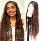 36 Bohemian Chic Box Braids Wig - Triangle Knotless & Curly - Synthetic Embroidered Double Lace Wigs for Women - Lena & Miles Exquisite Boutique LLC.