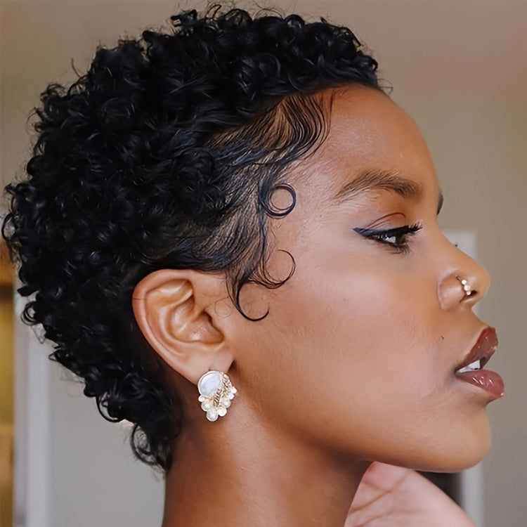 Short Curly Human Hair Wigs For Women Short Kinky Curly Wig Brazilian Virgin Hair Pixie Cut Wigs - Lena & Miles Exquisite Boutique LLC.