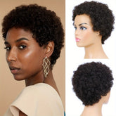 Short Curly Human Hair Wigs For Women Short Kinky Curly Wig Brazilian Virgin Hair Pixie Cut Wigs - Lena & Miles Exquisite Boutique LLC.