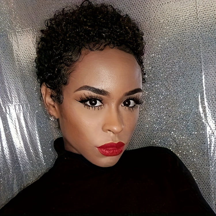 Short Curly Human Hair Wigs For Women Short Kinky Curly Wig Brazilian Virgin Hair Pixie Cut Wigs - Lena & Miles Exquisite Boutique LLC.