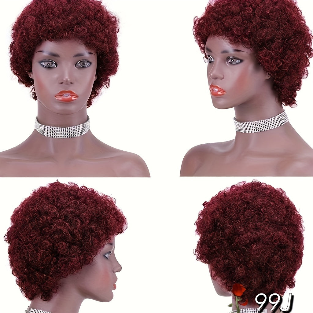 Short Curly Human Hair Wigs For Women Short Kinky Curly Wig Brazilian Virgin Hair Pixie Cut Wigs - Lena & Miles Exquisite Boutique LLC.