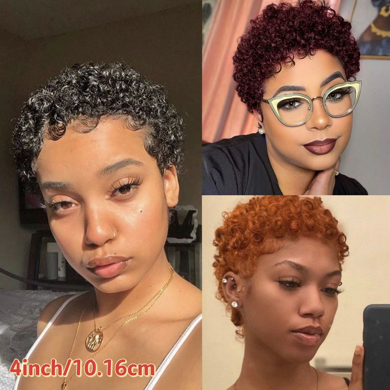 Short Curly Human Hair Wigs For Women Short Kinky Curly Wig Brazilian Virgin Hair Pixie Cut Wigs - Lena & Miles Exquisite Boutique LLC.