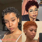 Short Curly Human Hair Wigs For Women Short Kinky Curly Wig Brazilian Virgin Hair Pixie Cut Wigs - Lena & Miles Exquisite Boutique LLC.
