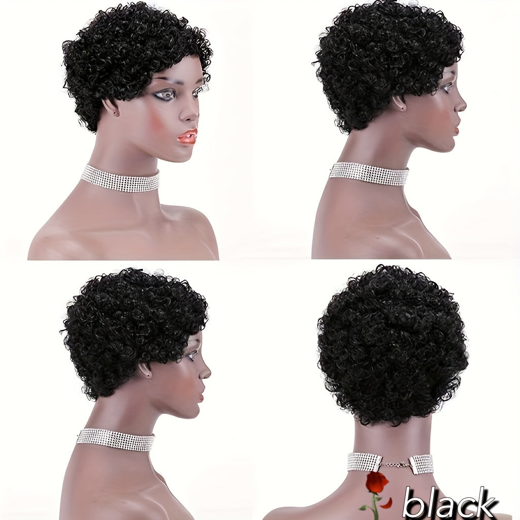 Short Curly Human Hair Wigs For Women Short Kinky Curly Wig Brazilian Virgin Hair Pixie Cut Wigs - Lena & Miles Exquisite Boutique LLC.