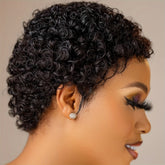 Short Curly Human Hair Wigs For Women Short Kinky Curly Wig Brazilian Virgin Hair Pixie Cut Wigs - Lena & Miles Exquisite Boutique LLC.