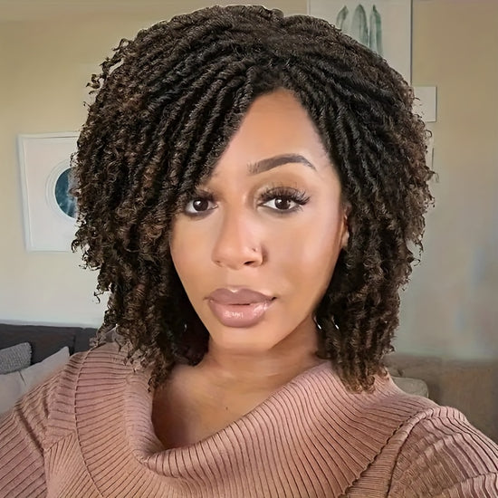 Dreadlock Wig Short Braided Wigs For Women And Man Afro Bob Black Crochet Twist Hair Dreadlocks Wigs Synthetic Wig Layered Breathable Faux Locs Braids Afro Wigs For Women - Lena & Miles Exquisite Boutique LLC.