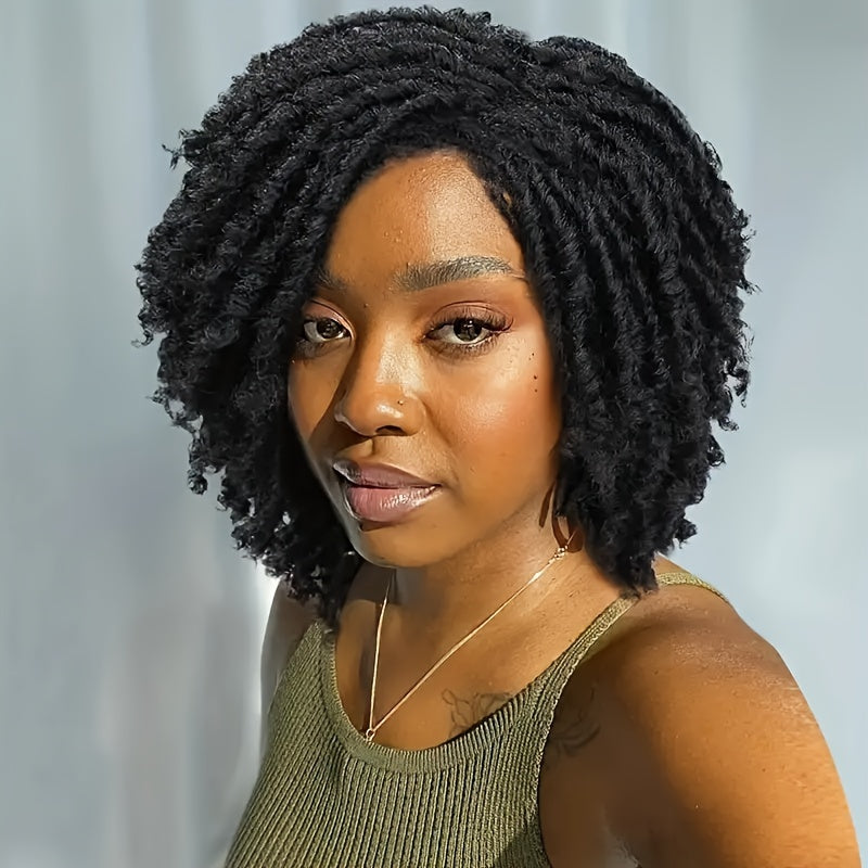 Dreadlock Wig Short Braided Wigs For Women And Man Afro Bob Black Crochet Twist Hair Dreadlocks Wigs Synthetic Wig Layered Breathable Faux Locs Braids Afro Wigs For Women - Lena & Miles Exquisite Boutique LLC.