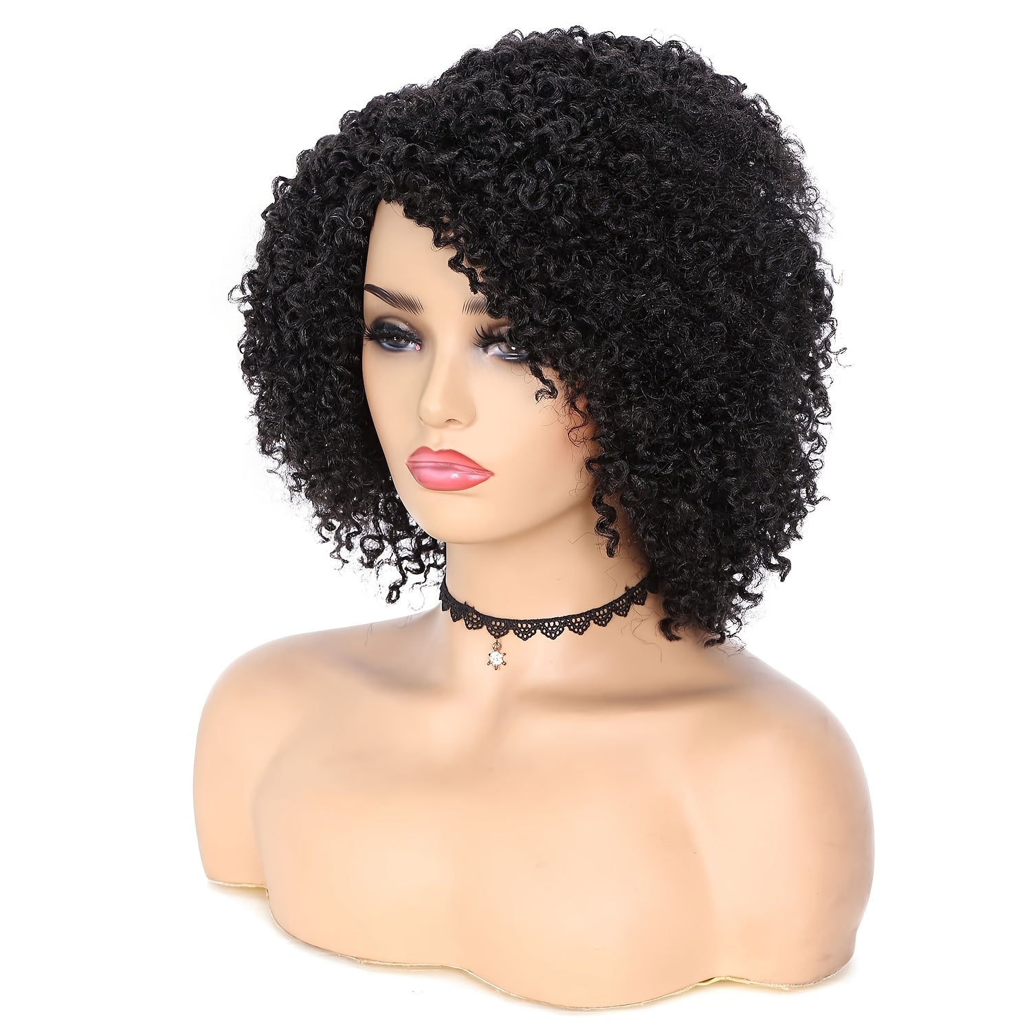 Short Kinky Curly Wigs Side Part Afro Bomb Curly Wig Heat Resistant Fiber Kinky Curly Synthetic Full Wigs For Women 6 Inch - Lena & Miles Exquisite Boutique LLC.