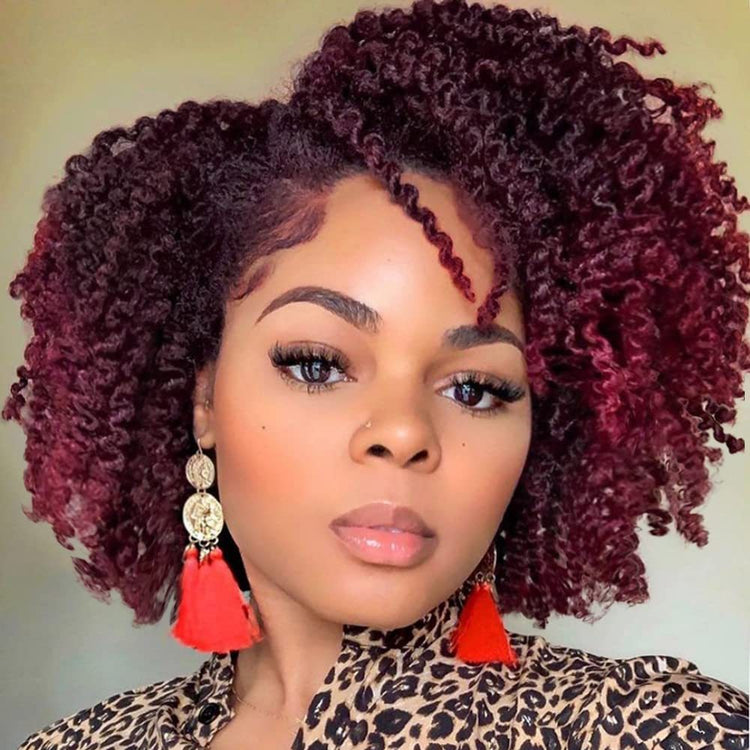Short Kinky Curly Wigs Side Part Afro Bomb Curly Wig Heat Resistant Fiber Kinky Curly Synthetic Full Wigs For Women 6 Inch - Lena & Miles Exquisite Boutique LLC.