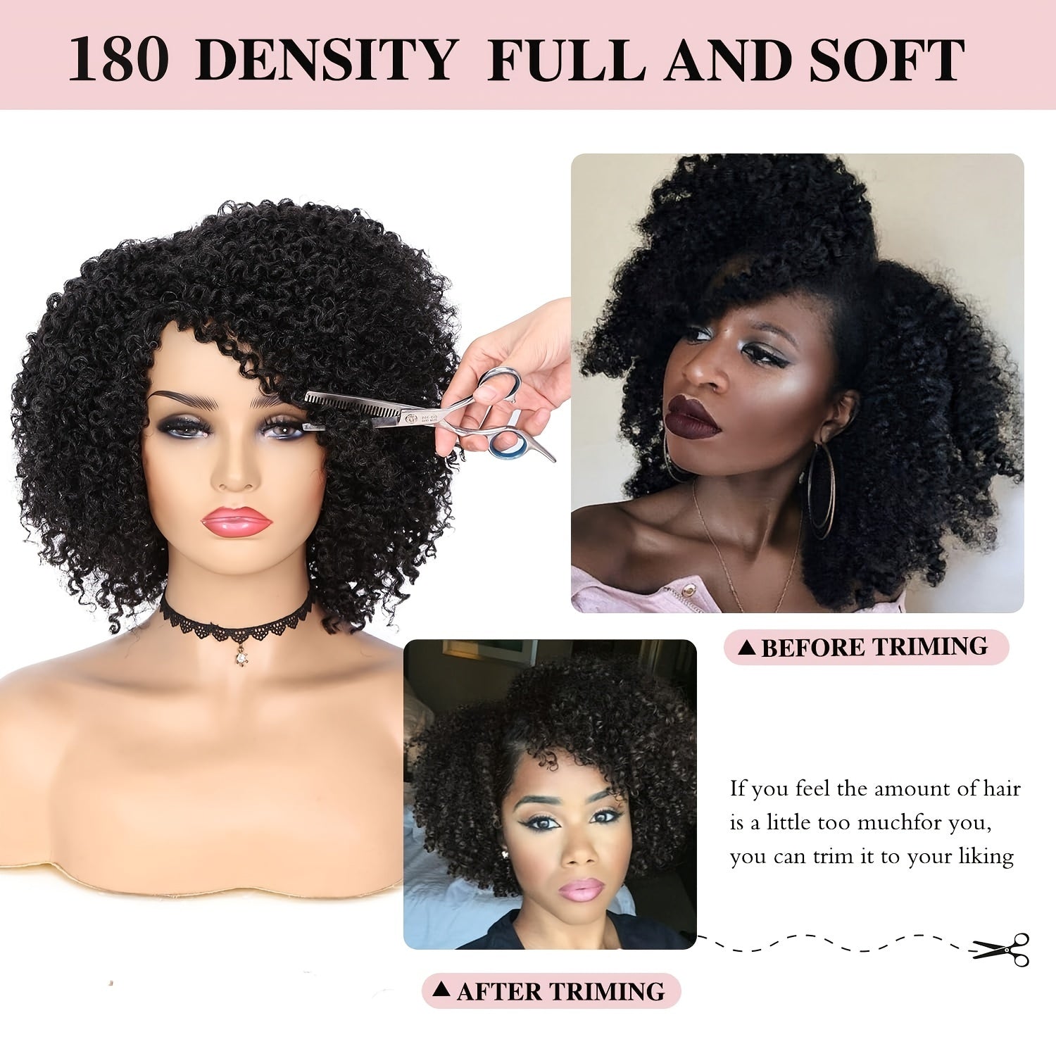 Short Kinky Curly Wigs Side Part Afro Bomb Curly Wig Heat Resistant Fiber Kinky Curly Synthetic Full Wigs For Women 6 Inch - Lena & Miles Exquisite Boutique LLC.