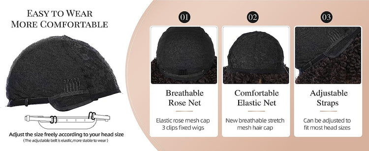 Short Kinky Curly Wigs Side Part Afro Bomb Curly Wig Heat Resistant Fiber Kinky Curly Synthetic Full Wigs For Women 6 Inch - Lena & Miles Exquisite Boutique LLC.