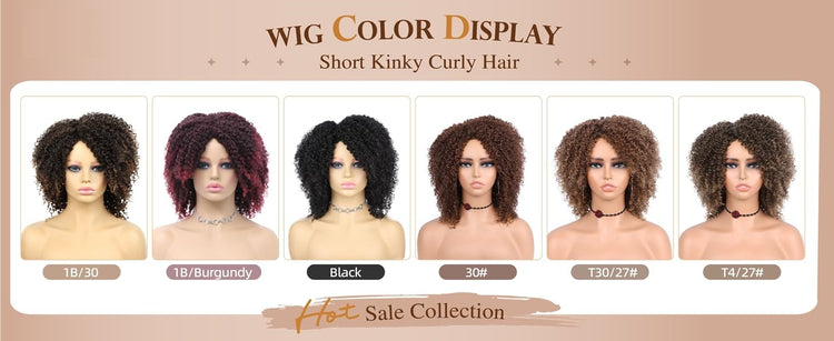 Short Kinky Curly Wigs Side Part Afro Bomb Curly Wig Heat Resistant Fiber Kinky Curly Synthetic Full Wigs For Women 6 Inch - Lena & Miles Exquisite Boutique LLC.