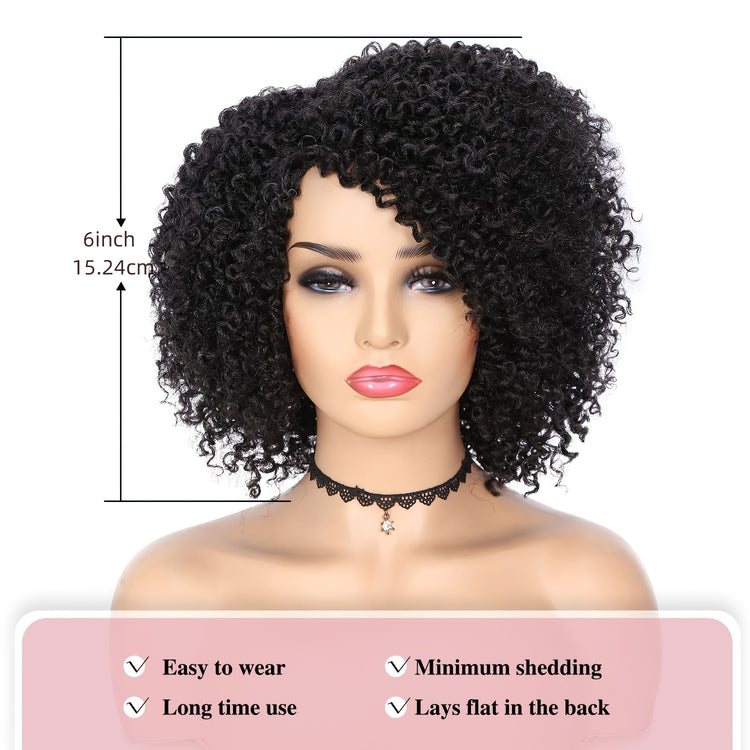 Short Kinky Curly Wigs Side Part Afro Bomb Curly Wig Heat Resistant Fiber Kinky Curly Synthetic Full Wigs For Women 6 Inch - Lena & Miles Exquisite Boutique LLC.