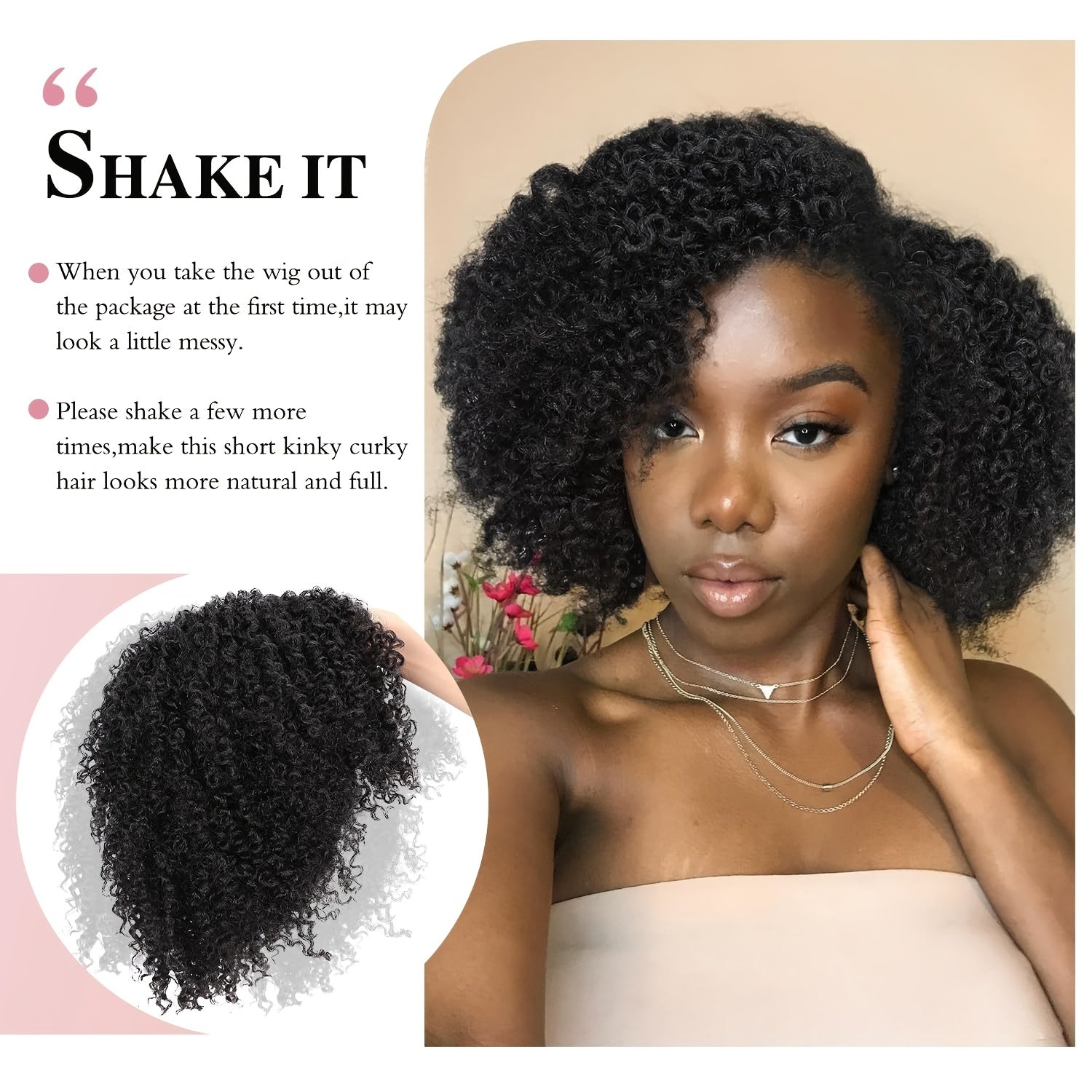 Short Kinky Curly Wigs Side Part Afro Bomb Curly Wig Heat Resistant Fiber Kinky Curly Synthetic Full Wigs For Women 6 Inch - Lena & Miles Exquisite Boutique LLC.