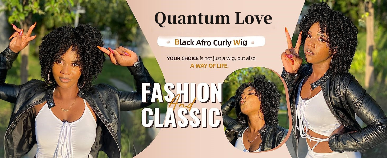 Short Kinky Curly Wigs Side Part Afro Bomb Curly Wig Heat Resistant Fiber Kinky Curly Synthetic Full Wigs For Women 6 Inch - Lena & Miles Exquisite Boutique LLC.