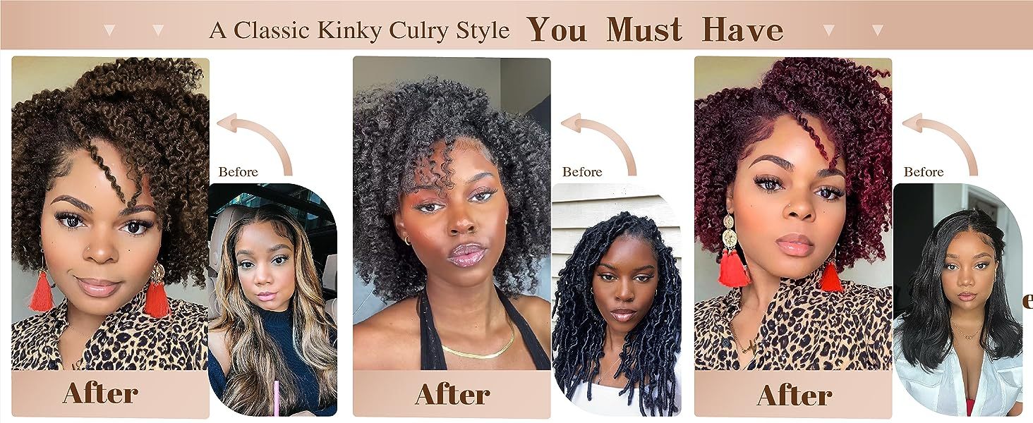 Short Kinky Curly Wigs Side Part Afro Bomb Curly Wig Heat Resistant Fiber Kinky Curly Synthetic Full Wigs For Women 6 Inch - Lena & Miles Exquisite Boutique LLC.