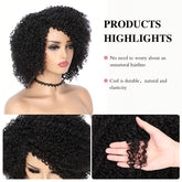 Short Kinky Curly Wigs Side Part Afro Bomb Curly Wig Heat Resistant Fiber Kinky Curly Synthetic Full Wigs For Women 6 Inch - Lena & Miles Exquisite Boutique LLC.