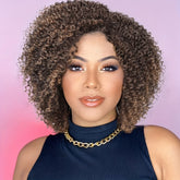 Short Kinky Curly Wigs Side Part Afro Bomb Curly Wig Heat Resistant Fiber Kinky Curly Synthetic Full Wigs For Women 6 Inch - Lena & Miles Exquisite Boutique LLC.