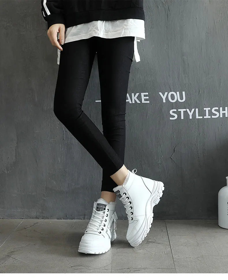 Snow Boots for Women New Casual High-top Warm Sneakers Womens New Platform Ankle Boots Plus Size 45 Zapatillas De Mujer2025 - Lena & Miles Exquisite Boutique LLC.