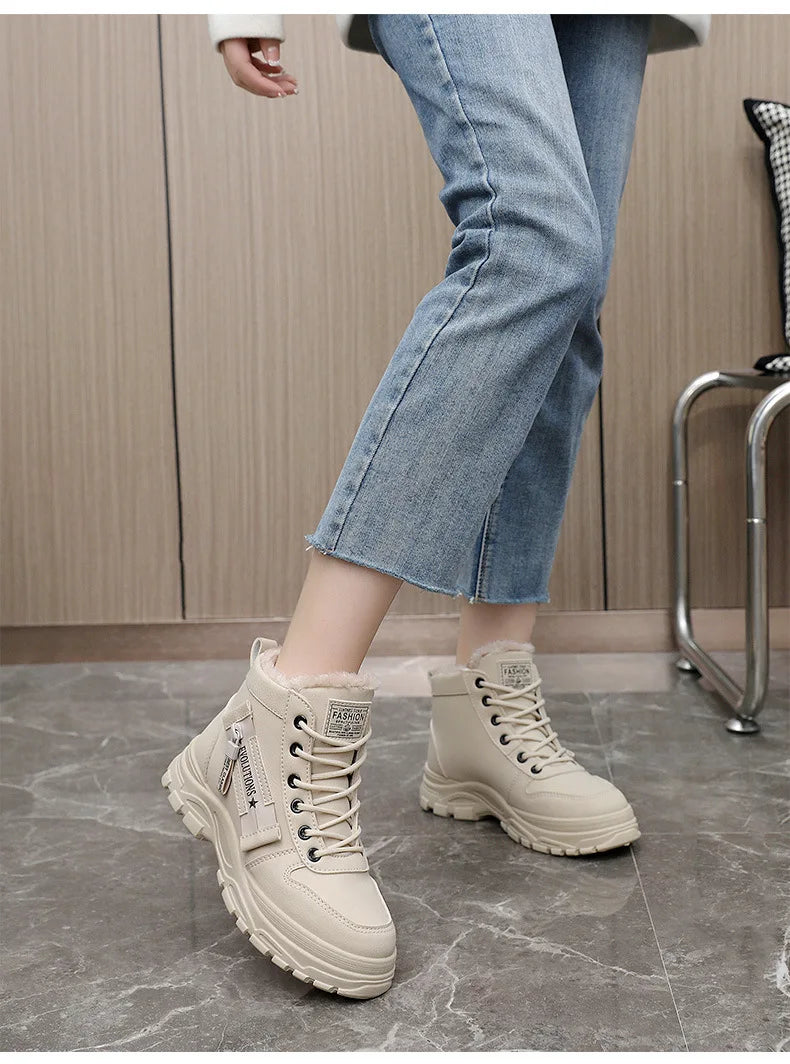 Snow Boots for Women New Casual High-top Warm Sneakers Womens New Platform Ankle Boots Plus Size 45 Zapatillas De Mujer2025 - Lena & Miles Exquisite Boutique LLC.