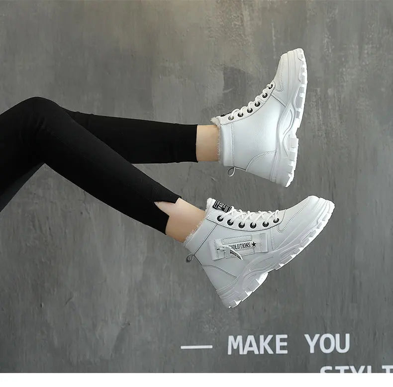 Snow Boots for Women New Casual High-top Warm Sneakers Womens New Platform Ankle Boots Plus Size 45 Zapatillas De Mujer2025 - Lena & Miles Exquisite Boutique LLC.