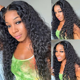5X5 Lace Front Wigs Human Hair Glueless Wigs Human Hair Pre Cut Lace 180% Density Water Wave Lace Frontal Wigs Human Hair Brazilian Virgin Hair Wigs For Women Natural Hairline - Lena & Miles Exquisite Boutique LLC.