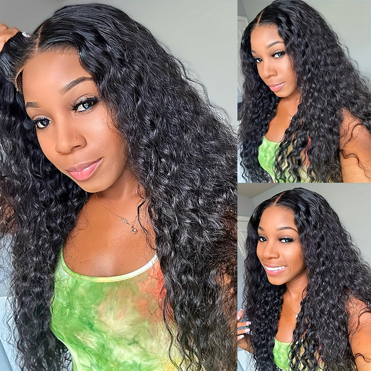 5X5 Lace Front Wigs Human Hair Glueless Wigs Human Hair Pre Cut Lace 180% Density Water Wave Lace Frontal Wigs Human Hair Brazilian Virgin Hair Wigs For Women Natural Hairline - Lena & Miles Exquisite Boutique LLC.