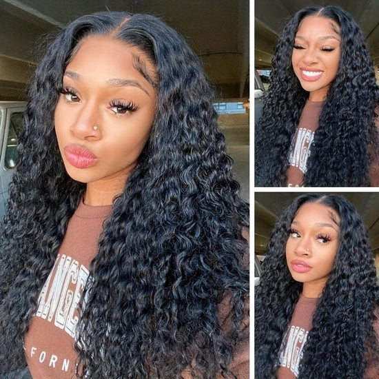 5X5 Lace Front Wigs Human Hair Glueless Wigs Human Hair Pre Cut Lace 180% Density Water Wave Lace Frontal Wigs Human Hair Brazilian Virgin Hair Wigs For Women Natural Hairline - Lena & Miles Exquisite Boutique LLC.