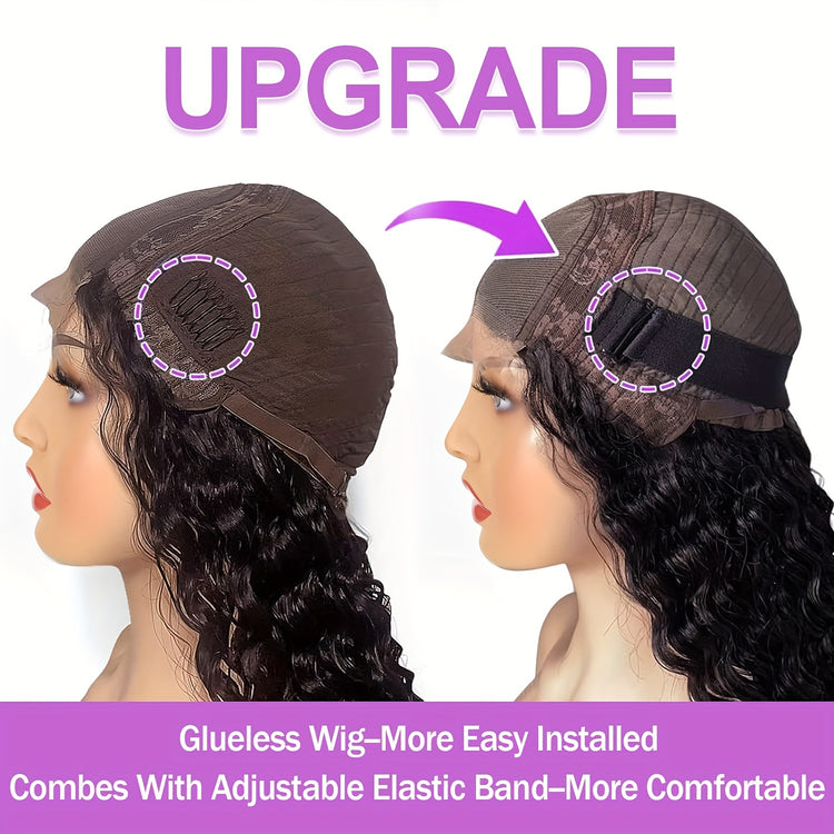 5X5 Lace Front Wigs Human Hair Glueless Wigs Human Hair Pre Cut Lace 180% Density Water Wave Lace Frontal Wigs Human Hair Brazilian Virgin Hair Wigs For Women Natural Hairline - Lena & Miles Exquisite Boutique LLC.