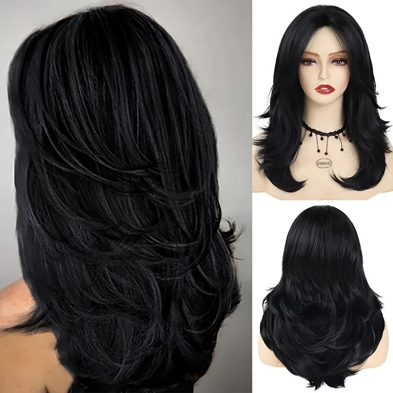 Layered Long Wavy Wig Synthetic Wig Beginners Friendly Heat Resistant Elegant For Daily Use Wigs For Women - Lena & Miles Exquisite Boutique LLC.