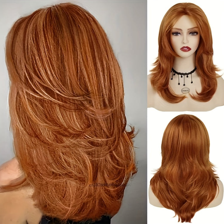 Layered Long Wavy Wig Synthetic Wig Beginners Friendly Heat Resistant Elegant For Daily Use Wigs For Women - Lena & Miles Exquisite Boutique LLC.