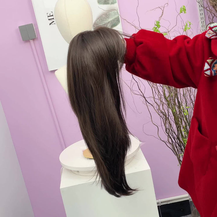 Long Dark Wigs For Women Cute Bob Layered Synthetic Wig Straight Hair Nature Looking - Lena & Miles Exquisite Boutique LLC.