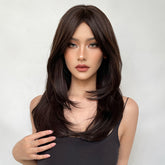 Long Dark Wigs For Women Cute Bob Layered Synthetic Wig Straight Hair Nature Looking - Lena & Miles Exquisite Boutique LLC.
