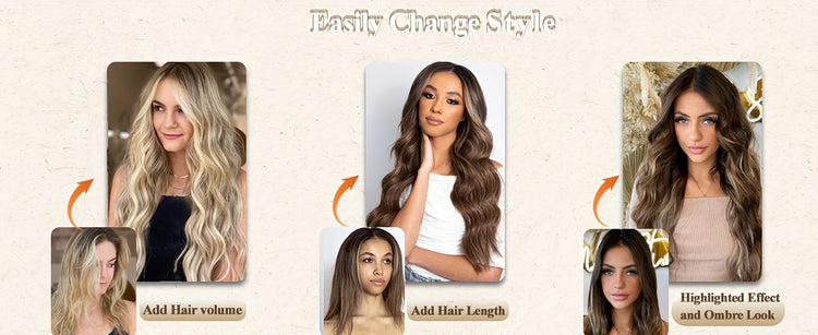 4*1 U-Part Lace Front Long Wigs For Women Middle Part Wavy Curly Wig With Dark Roots Synthetic Heat Resistant Fiber Wig For Daily Party Use (Brown With Blonde) - Lena & Miles Exquisite Boutique LLC.