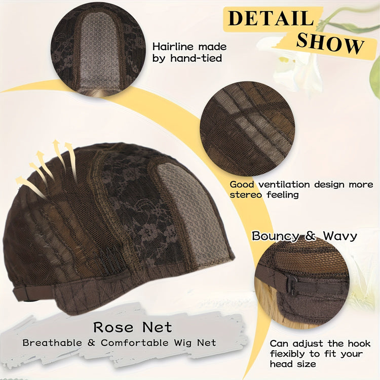 4*1 U-Part Lace Front Long Wigs For Women Middle Part Wavy Curly Wig With Dark Roots Synthetic Heat Resistant Fiber Wig For Daily Party Use (Brown With Blonde) - Lena & Miles Exquisite Boutique LLC.