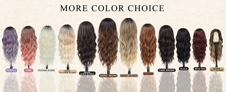 4*1 U-Part Lace Front Long Wigs For Women Middle Part Wavy Curly Wig With Dark Roots Synthetic Heat Resistant Fiber Wig For Daily Party Use (Brown With Blonde) - Lena & Miles Exquisite Boutique LLC.