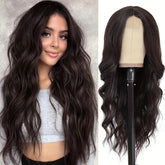 4*1 U-Part Lace Front Long Wigs For Women Middle Part Wavy Curly Wig With Dark Roots Synthetic Heat Resistant Fiber Wig For Daily Party Use (Brown With Blonde) - Lena & Miles Exquisite Boutique LLC.