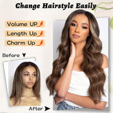 4*1 U-Part Lace Front Long Wigs For Women Middle Part Wavy Curly Wig With Dark Roots Synthetic Heat Resistant Fiber Wig For Daily Party Use (Brown With Blonde) - Lena & Miles Exquisite Boutique LLC.