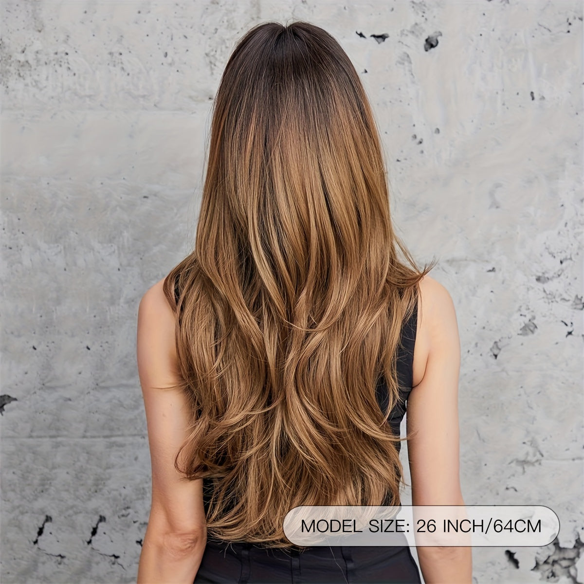 Ombre Long Curly Wavy Wig With Bangs Synthetic Wig Beginners Friendly Heat Resistant Elegant For Daily Use Wigs For Women - Lena & Miles Exquisite Boutique LLC.