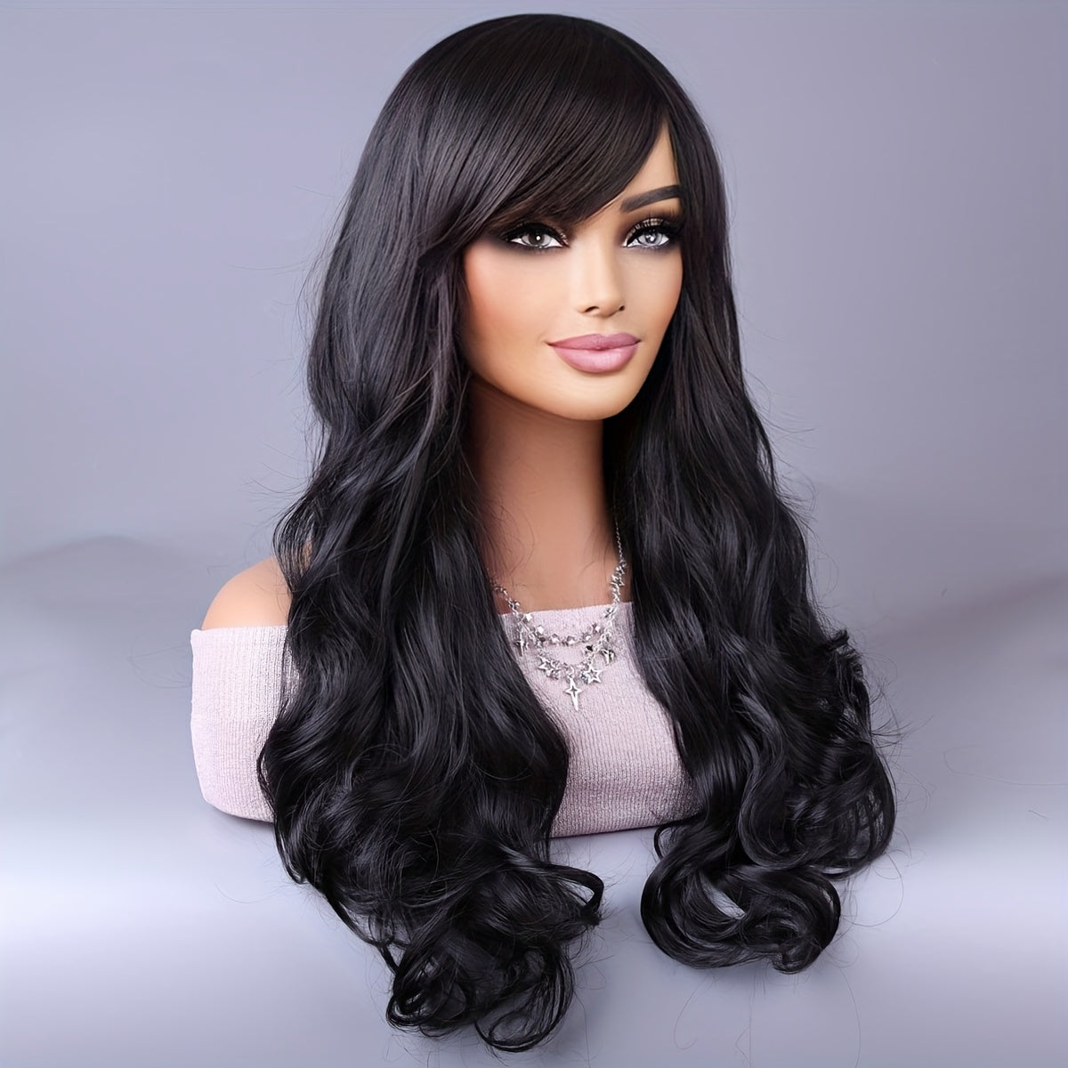 Long Reddish Brown Curly Wig With Bangs For Women Curly Wavy Wigs Synthetic Heat Resistant Fiber For Daily Party Cosplay Use - Lena & Miles Exquisite Boutique LLC.